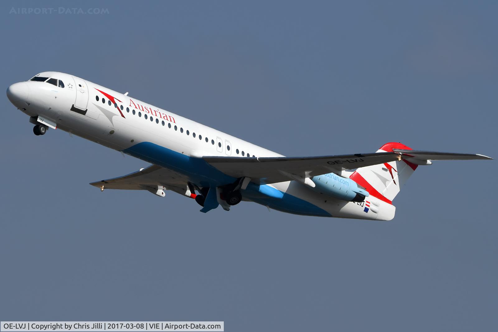 OE-LVJ, 1991 Fokker 100 (F-28-0100) C/N 11359, Austrian Airlines