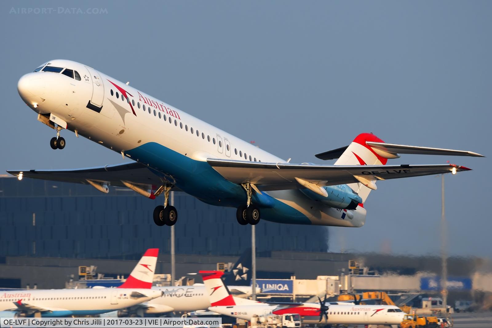 OE-LVF, 1993 Fokker 100 (F-28-0100) C/N 11483, Austrian Airlines