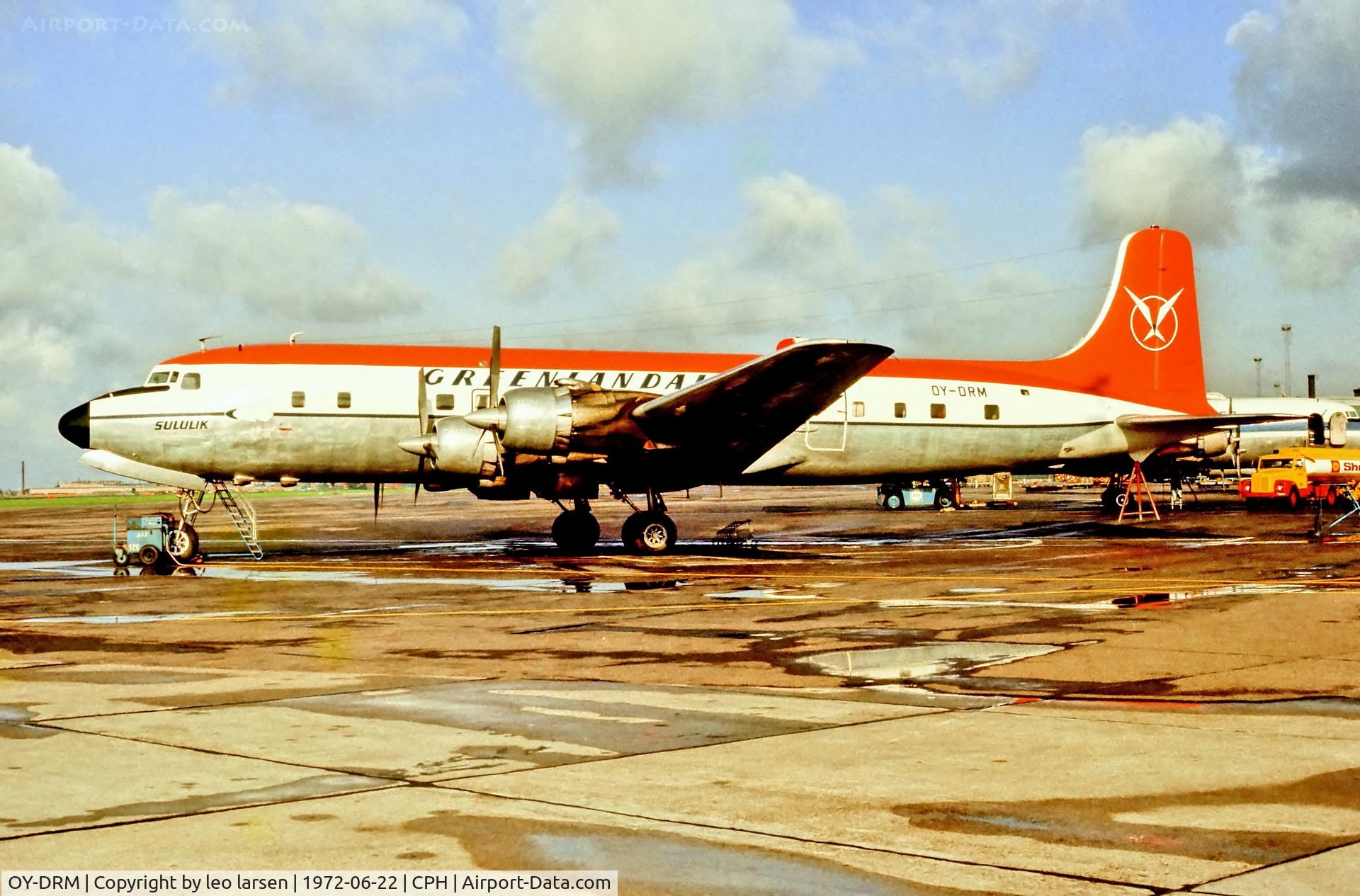 OY-DRM, 1957 Douglas DC-6A-B C/N 45326, Copenhagen 22.6.1972