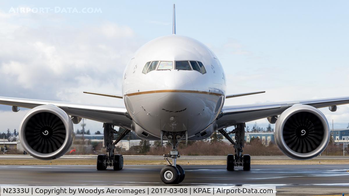 N2333U, 2016 Boeing 777-300/ER C/N 62644, N2333U arriving at KPAE for a celebration of Women in Aviation event at Future of Flight