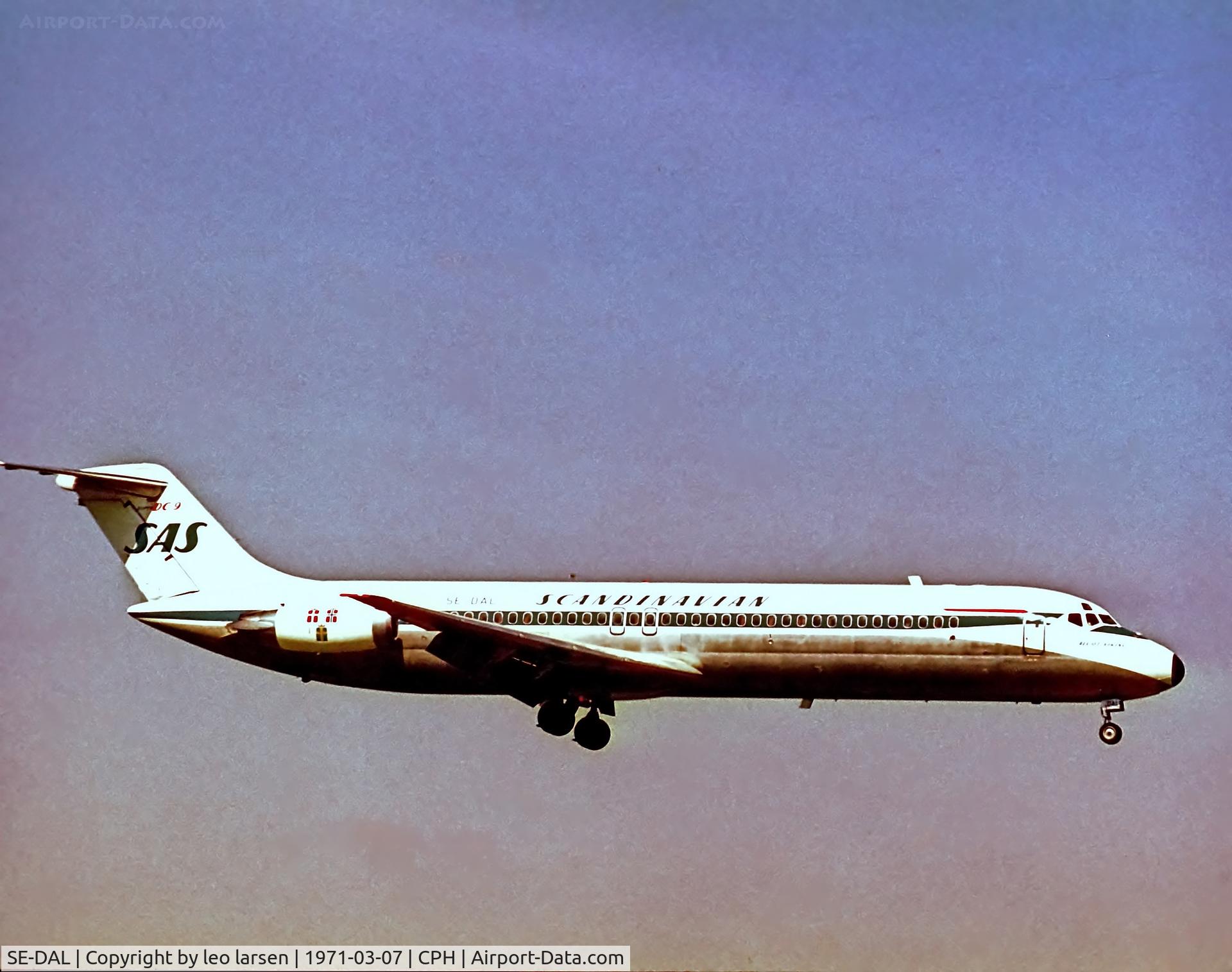 SE-DAL, 1969 Douglas DC-9-41 C/N 47498, Copenhagen 7.3.1971