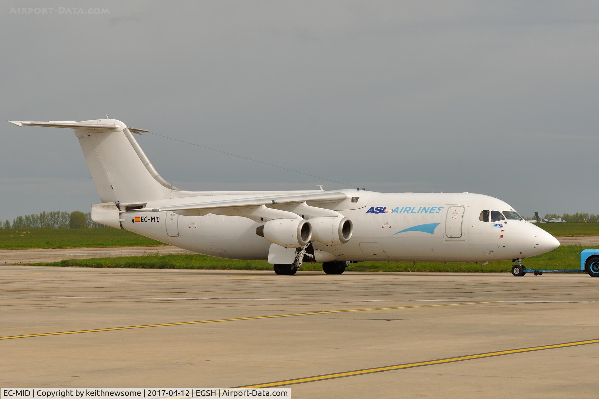 EC-MID, 1990 British Aerospace BAe.146-300 C/N E3168, Returning from engine runs.