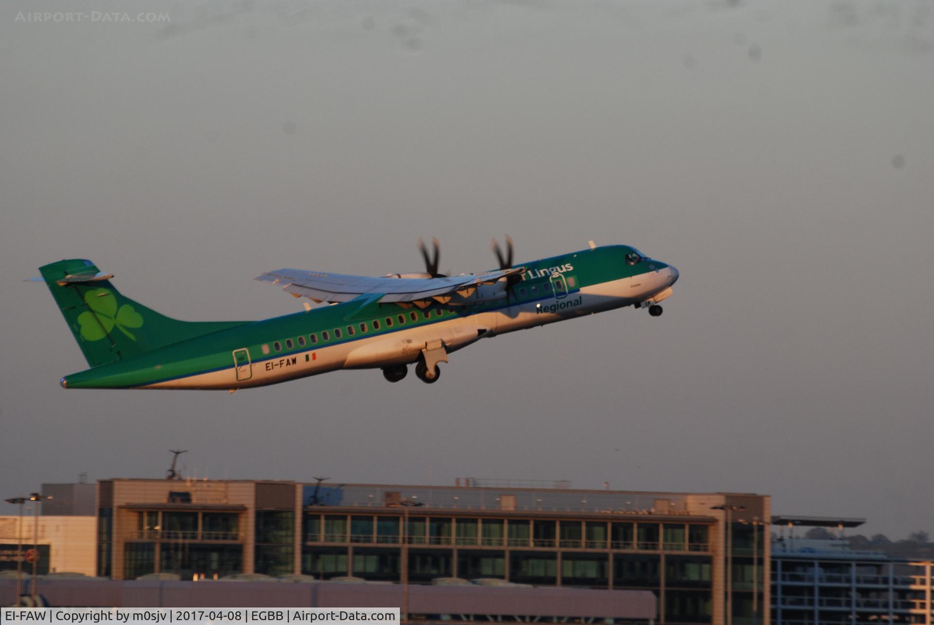 EI-FAW, 2013 ATR 72-600 (72-212A) C/N 1122, from the car park at EGBB