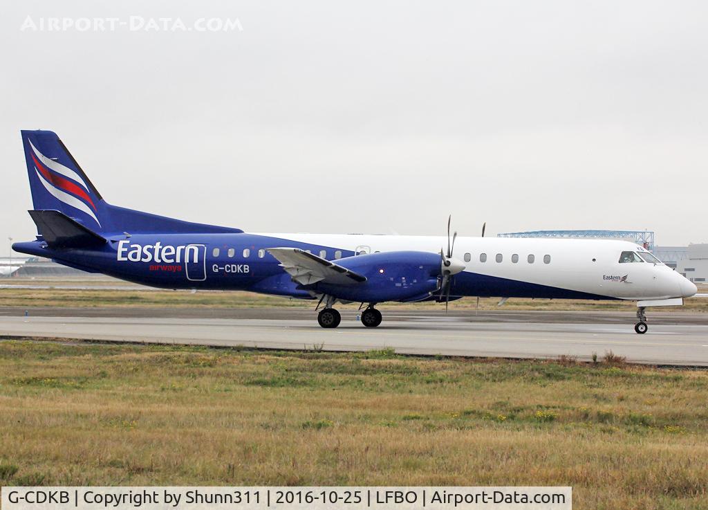 G-CDKB, 1996 Saab 2000 C/N 2000-032, Taxiing holding point rwy 14L for departure