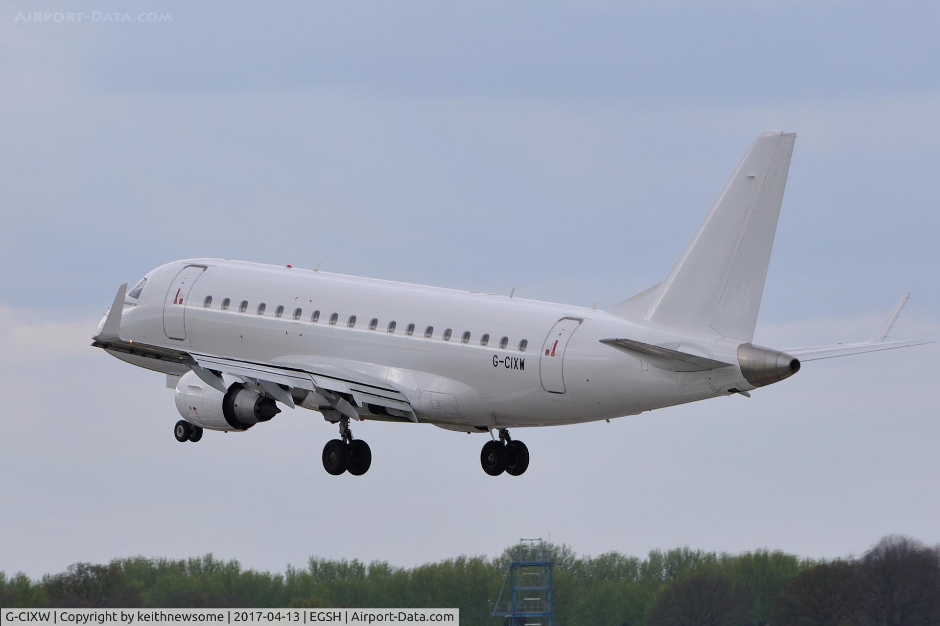 G-CIXW, 2008 Embraer 170LR (ERJ-170-100LR) C/N 17000230, Arriving from Farnborough with Fulham football club.