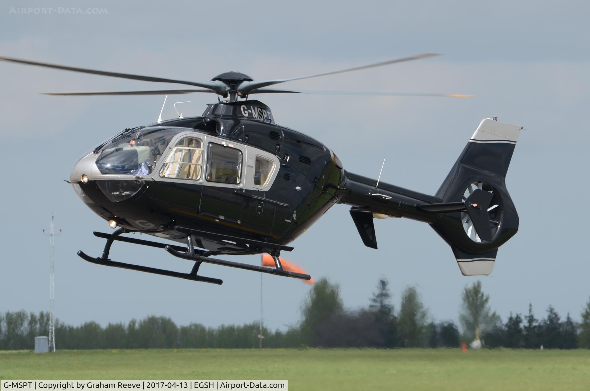G-MSPT, 2004 Eurocopter EC-135T-2 C/N 0361, Landing at Norwich.