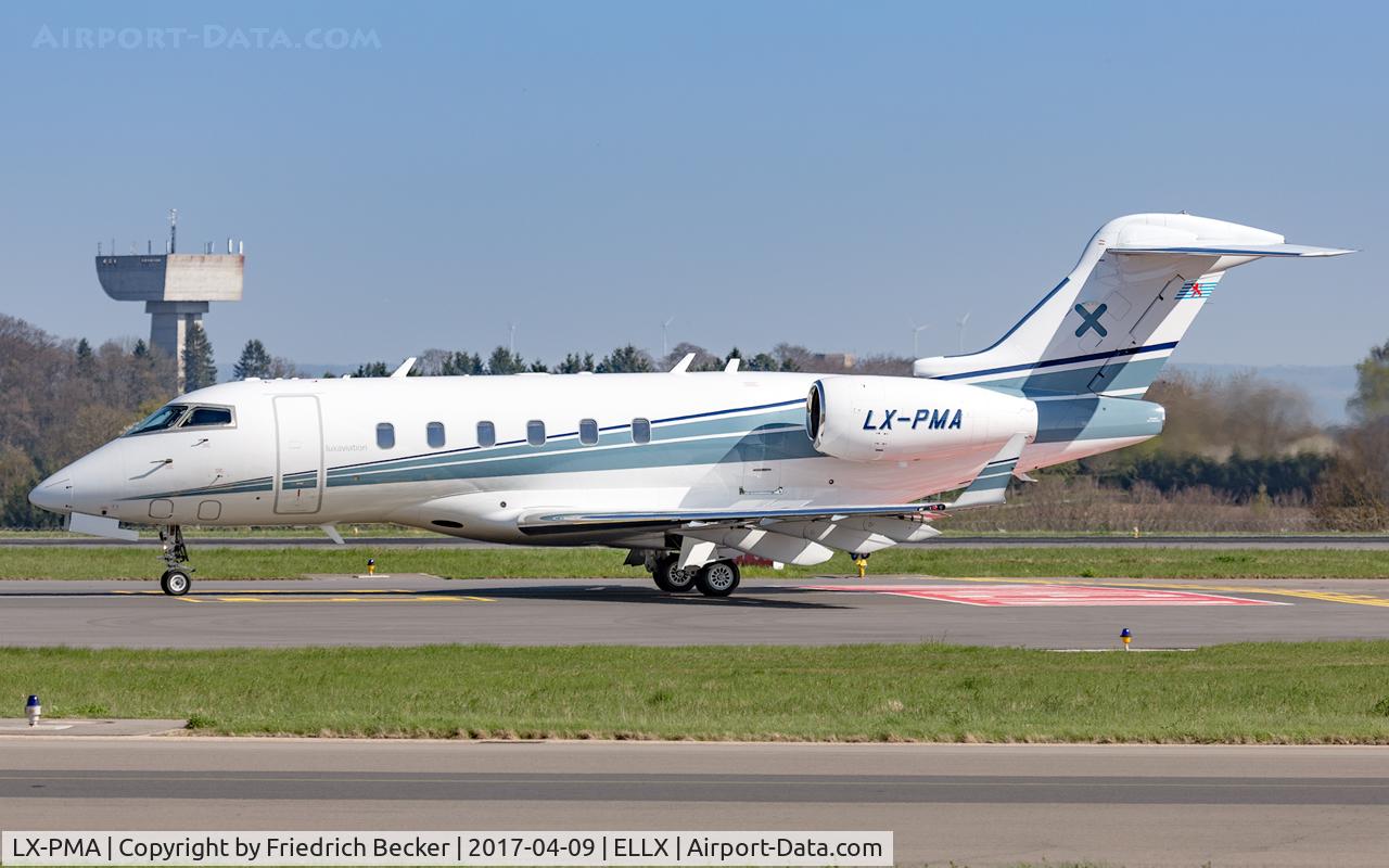 LX-PMA, 2006 Bombardier Challenger 300 (BD-100-1A10) C/N 20097, taxiing to the ramp