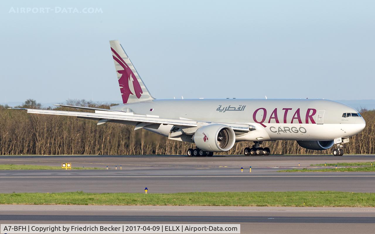 A7-BFH, 2015 Boeing 777-FDZ C/N 42298, decelerating after touchdowm