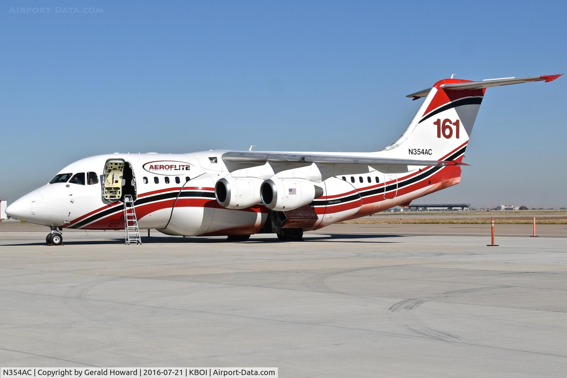 N354AC, 1994 British Aerospace Avro 146-RJ85 C/N E.2256, Parked on the south GA ramp.