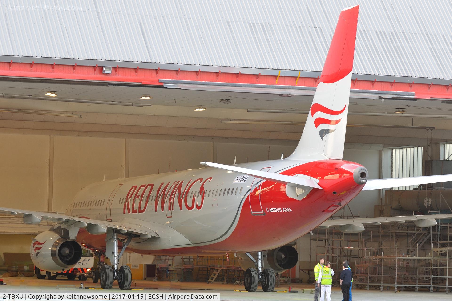 2-TBXU, 1998 Airbus A321-231 C/N 802, Preview in spray shop in Red Wings colour scheme.