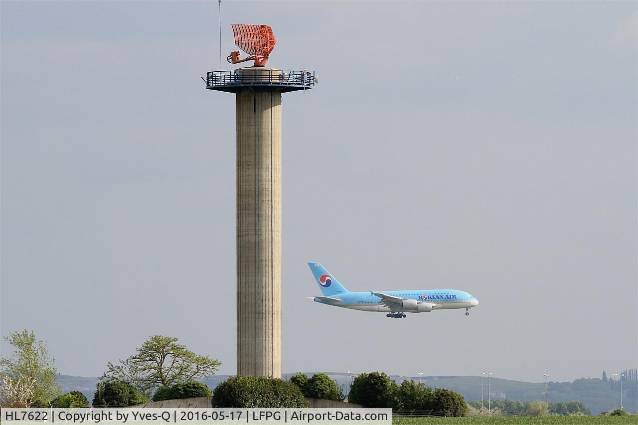 HL7622, 2013 Airbus A380-861 C/N 128, Airbus A380-861, On final Rwy 26L, Roissy Charles De Gaulle Airport (LFPG-CDG)