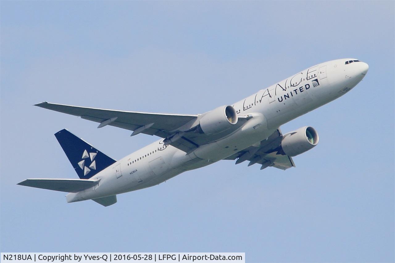 N218UA, 2001 Boeing 777-222 C/N 30222, Boeing 777-222, Take off rwy 06R, Roissy Charles De Gaulle airport (LFPG-CDG)