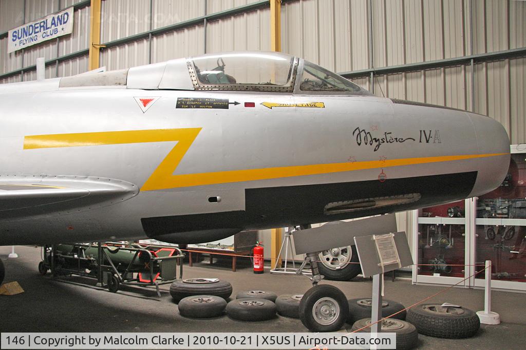 146, Dassault MD-454 Mystere IVA C/N 146, Dassault MD-454 Mystere IVA at The North East Aircraft, Usworth UK. October 21st 2010. Museum