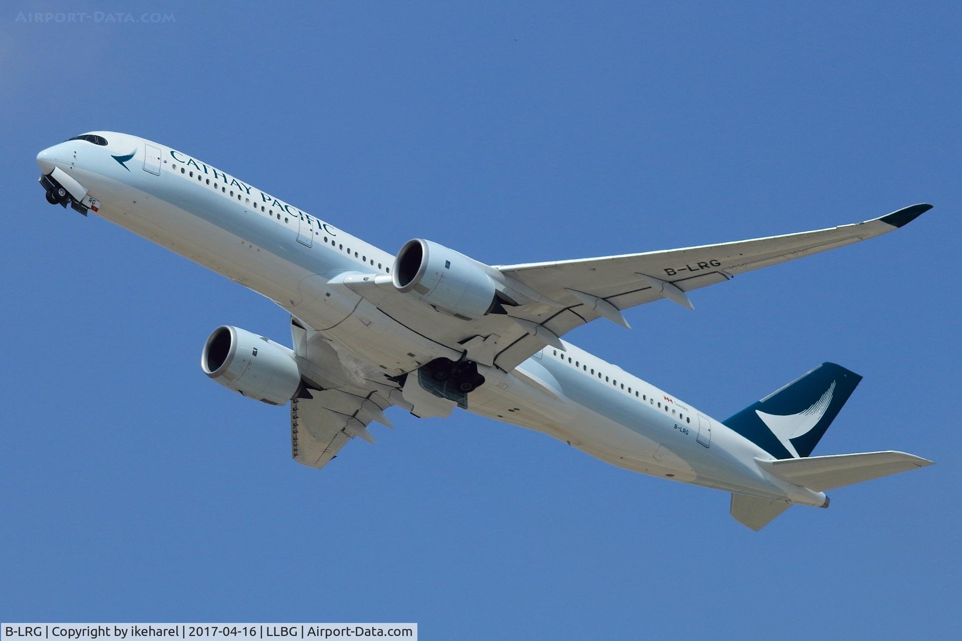 B-LRG, 2016 Airbus A350-941 C/N 053, Flight to HK after T/O, is about to fly 09h:40m a distance of 7950km+/-.