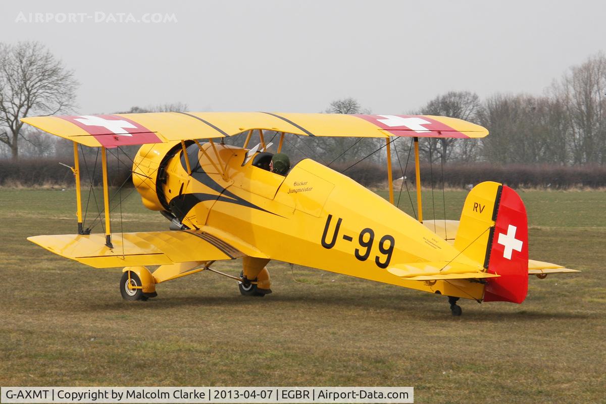 G-AXMT, 1938 Bucker Bu-133C Jungmeister C/N 46, Doflug Bu-133C Jungmeister at Breighton Airfield's Spring Fly-In. April 7th 2013.