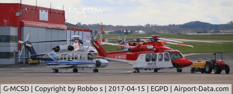 G-MCSD, 2014 AgustaWestland AW-139 C/N 41375, G-VINT Sikorsky S-92A and G-MCSD AW 139 both operated by Babcock Mission Critical at Aberdeen Dyce Airport.