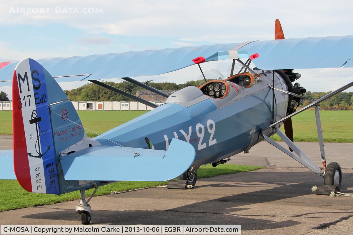 G-MOSA, 1952 Morane-Saulnier MS.317 C/N 351, Morane-Saulnier MS.317 at The Real Aeroplane Club's Pre-Hibernation Fly-In, Breighton Airfield, October 6th 2013.