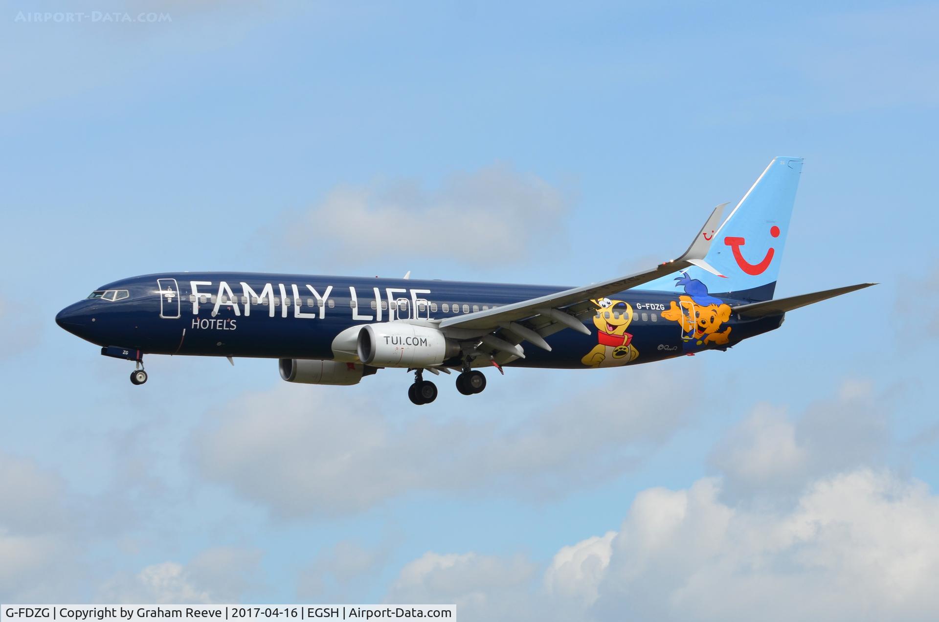 G-FDZG, 2008 Boeing 737-8K5 C/N 35139, Landing at Norwich.