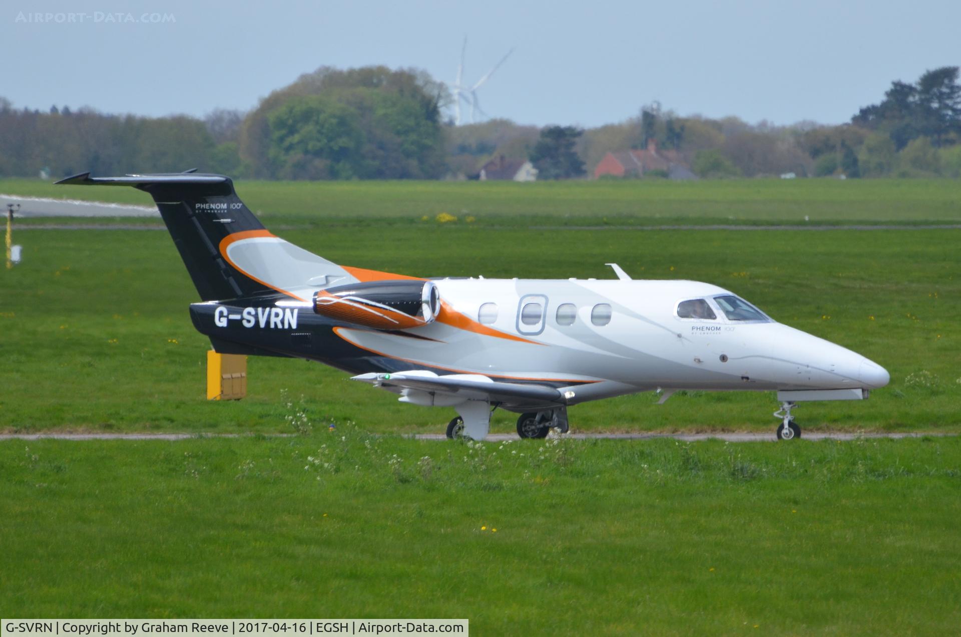 G-SVRN, 2009 Embraer EMB-500 Phenom 100 C/N 50000112, Departing from Norwich.