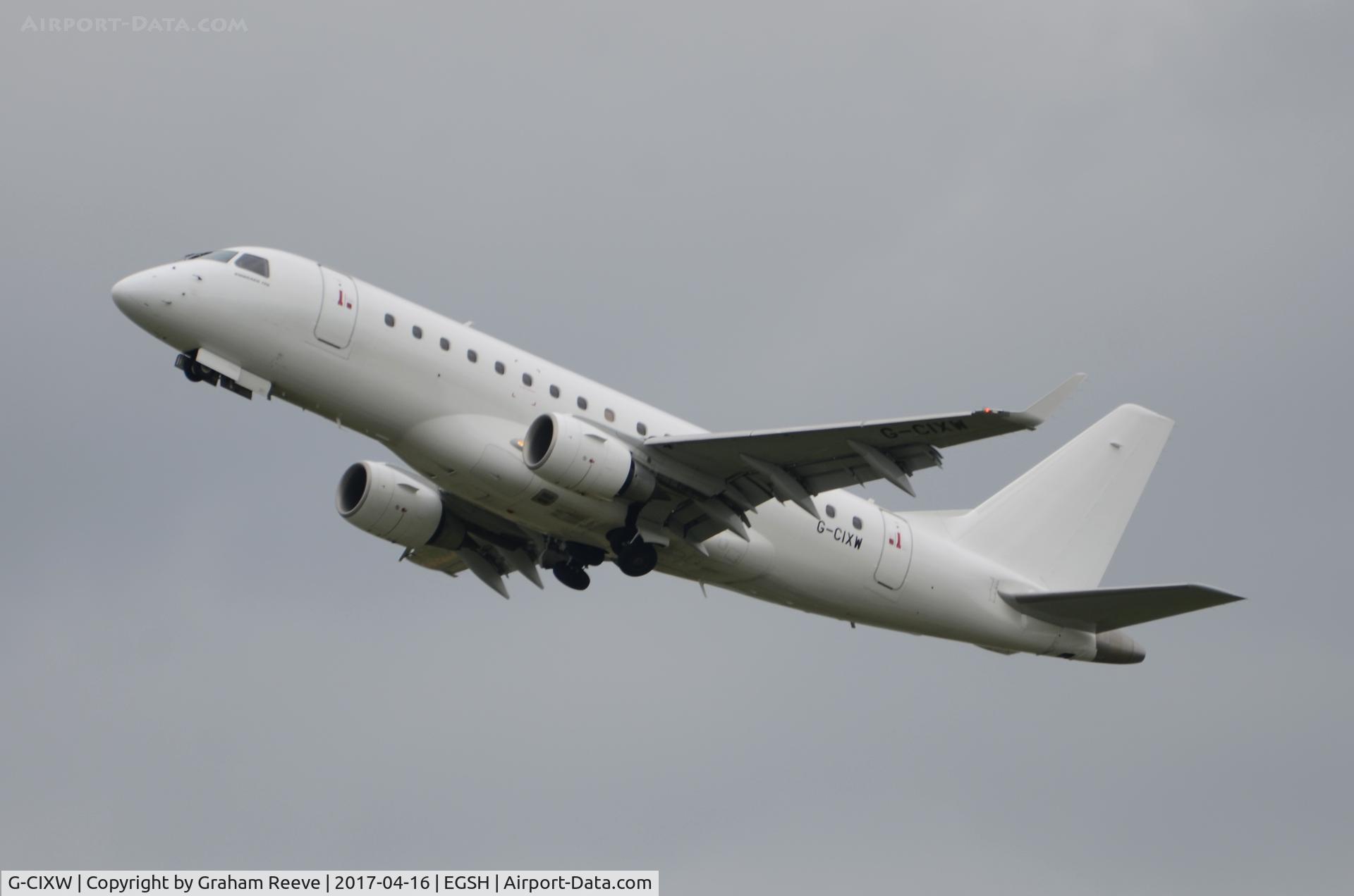 G-CIXW, 2008 Embraer 170LR (ERJ-170-100LR) C/N 17000230, Departing from Norwich.