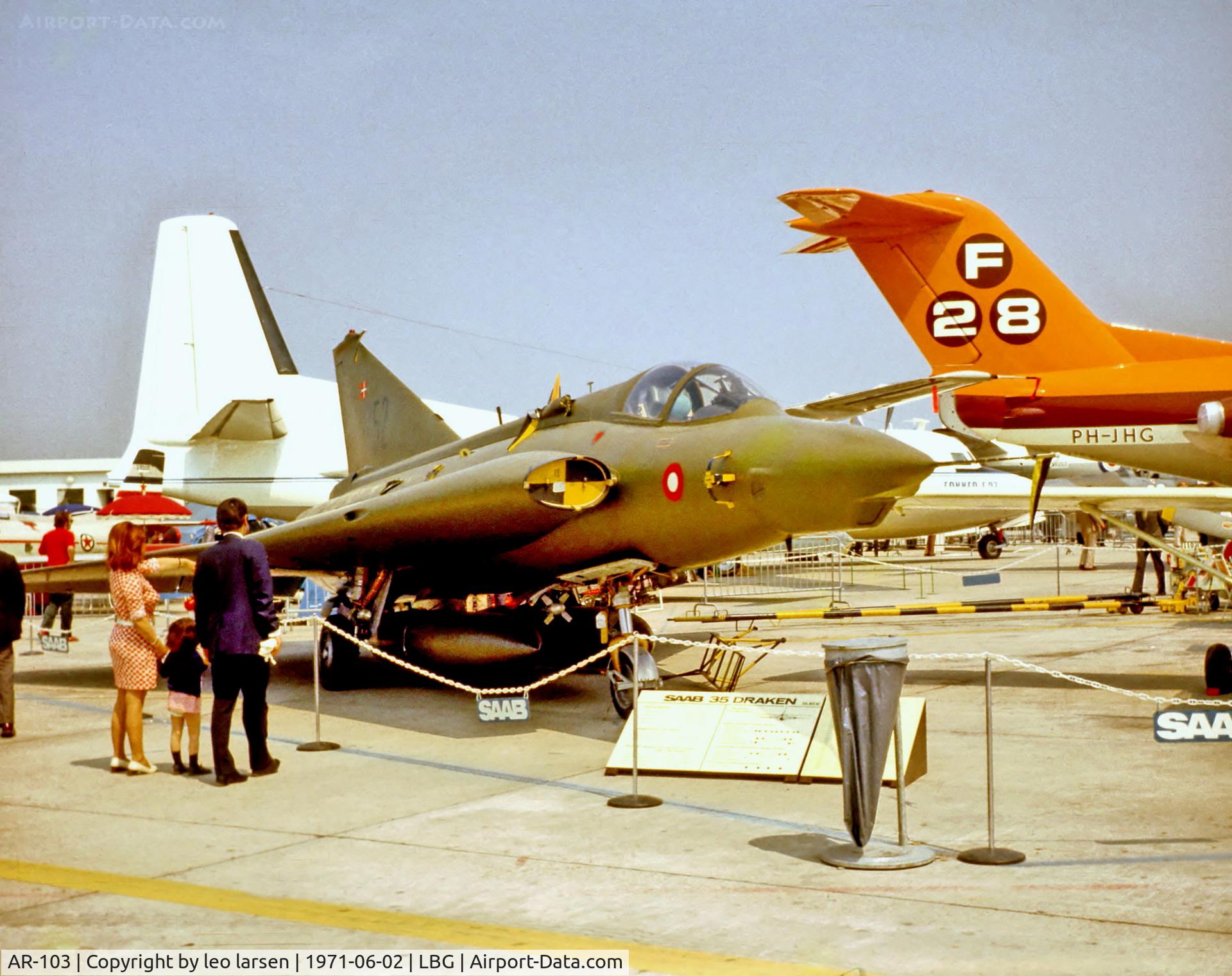 AR-103, 1971 Saab RF-35 Draken C/N 35-1103, Paris Air Show LBG 2.6.1971
Aircraft crashed 3.8.1971