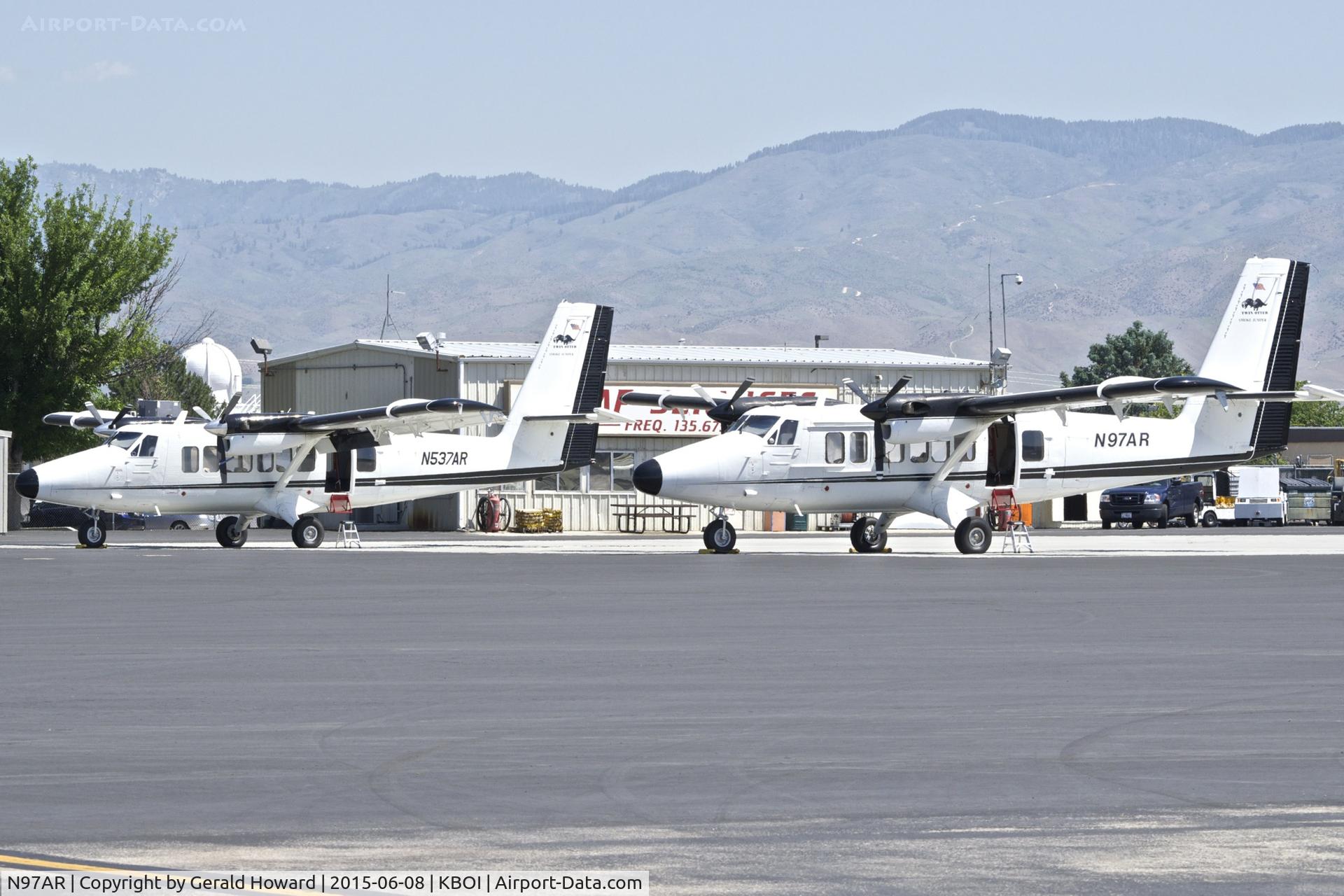 N97AR, 1973 De Havilland Canada DHC-6-300 Twin Otter C/N 365, Smoke jumper aircraft along with N537AR on the NIFC ramp.