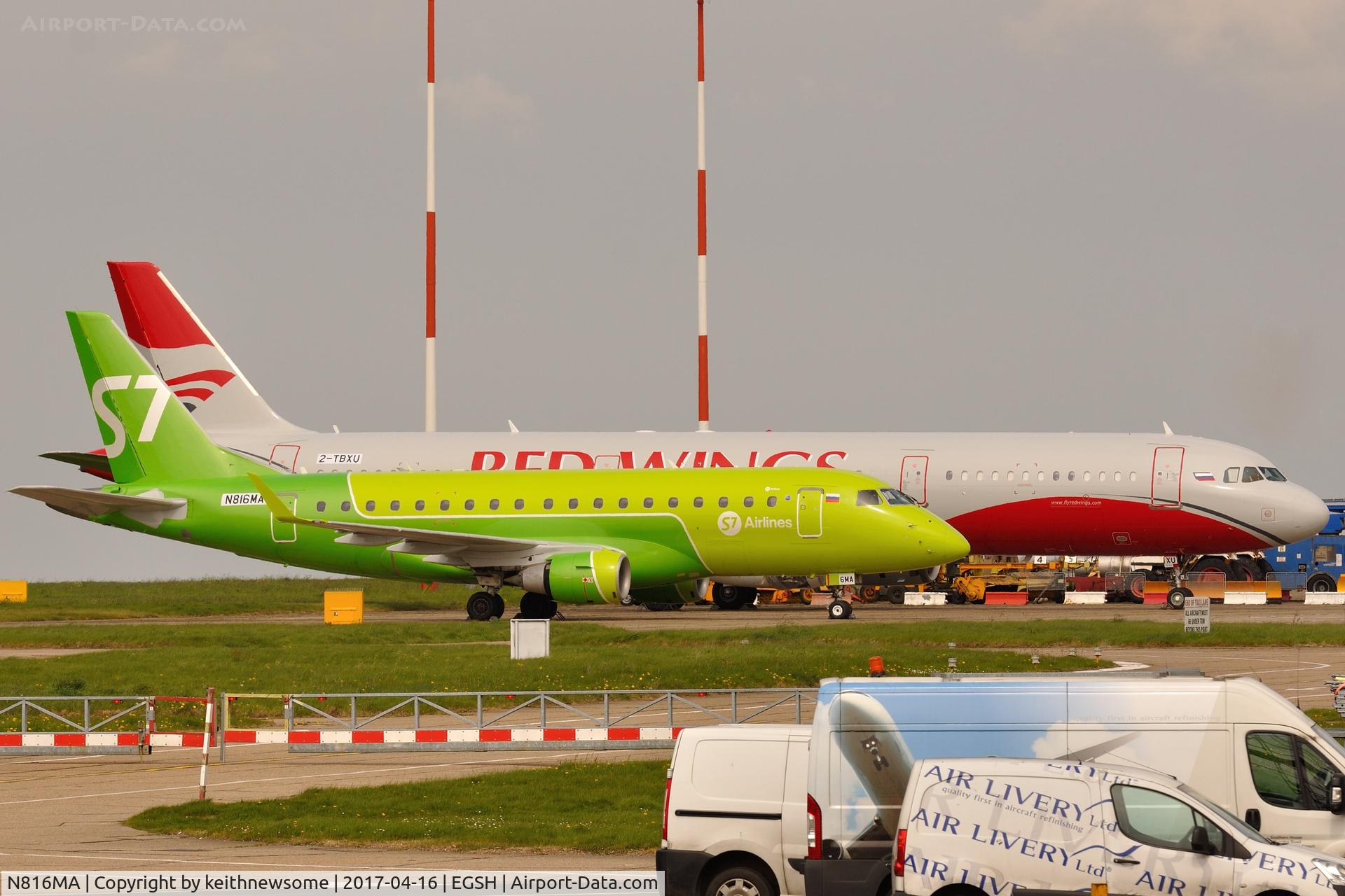N816MA, 2004 Embraer 170SU (ERJ-170-100SU) C/N 17000037, Parked with future fellow countryman 2-TBXU.