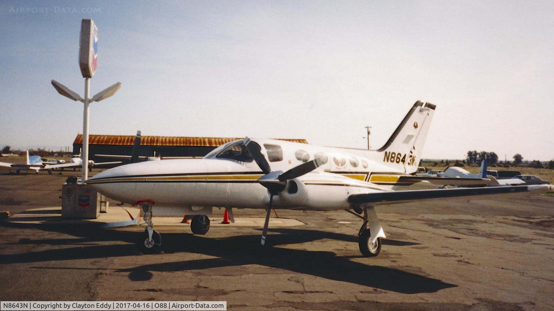 N8643N, Cessna 421C Golden Eagle C/N 421C0498, Old Rio Vista Airport in California. 1980's?