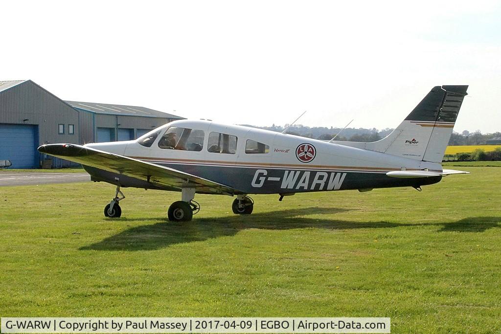 G-WARW, 1998 Piper PA-28-161 Cherokee Warrior III C/N 28-42037, Visiting Aircraft Operated by Lomac Aviators Ltd. Ex:-N41254.