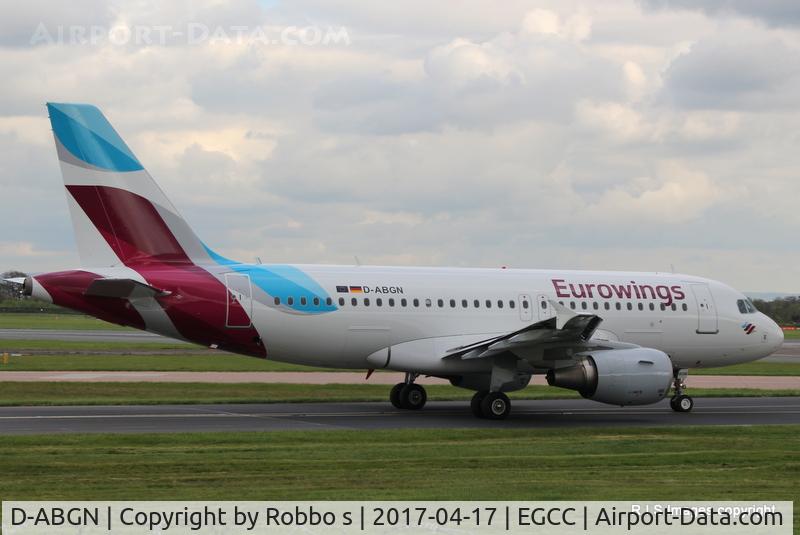 D-ABGN, 2008 Airbus A319-112 C/N 3661, D-ABGN Airbus A319 of Eurowings seen at Manchester Airport. This Aircraft used to be with Air Berlin.