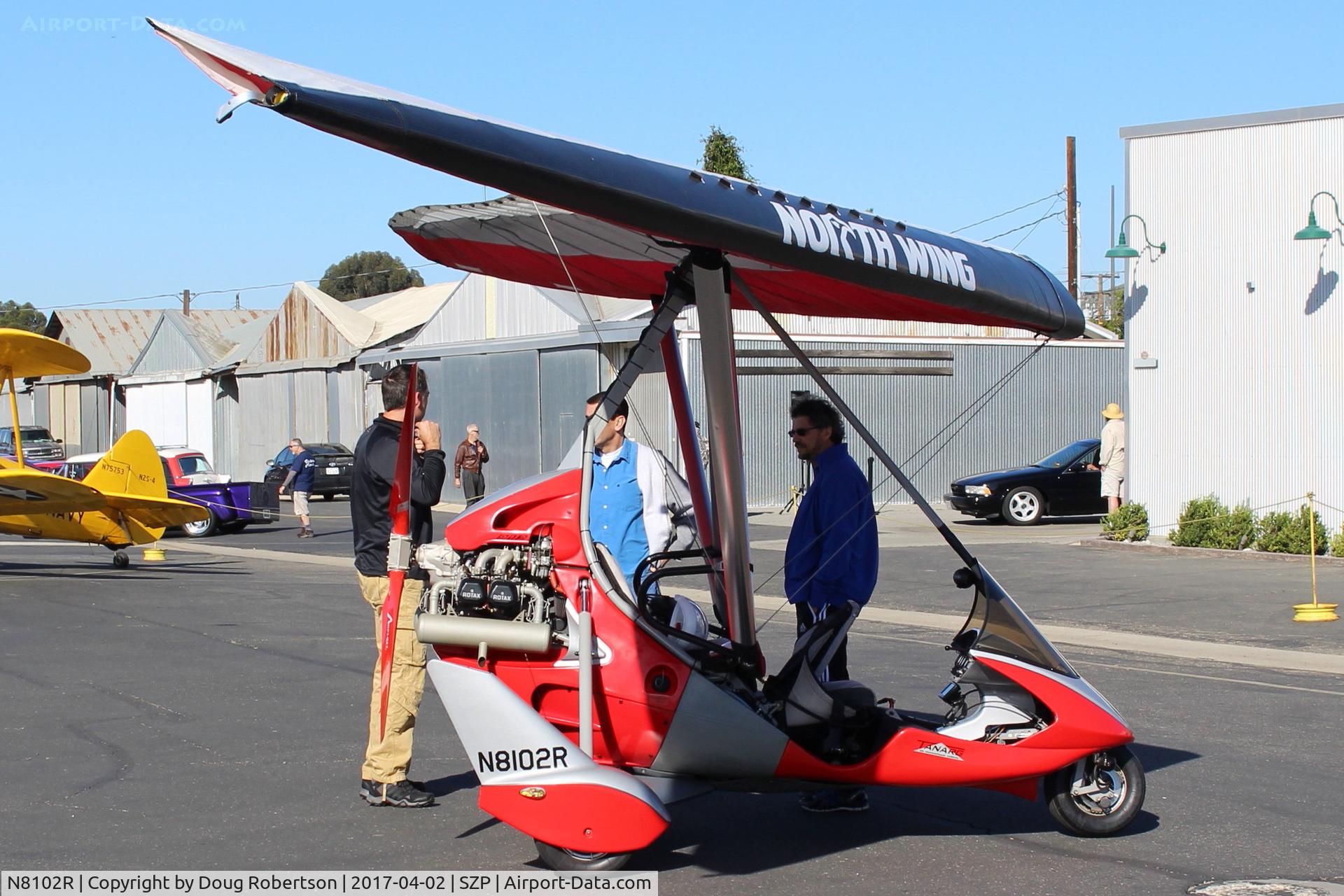 N8102R, 2005 Air Creation Tanarg C/N T05052, 2005 Air Creation USA TANARG trike, Rotax 912 100 Hp pusher prop, weight-shift control, Ballistic Recovery System, two tandem stepped seats, ignore wing markings. Always an attention-getter.