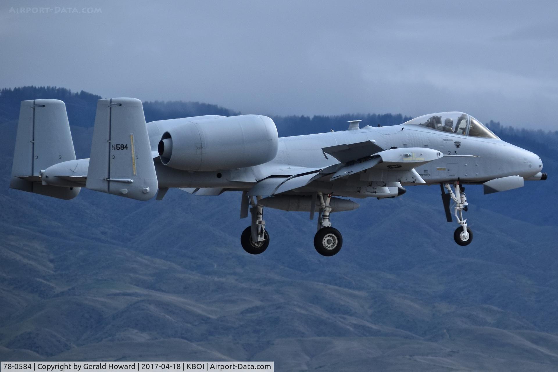 78-0584, 1978 Fairchild Republic A-10C Thunderbolt II C/N A10-0204, Landing RWY 10R. Sporting a new paint job. 190th Fighter Sq., Idaho ANG.