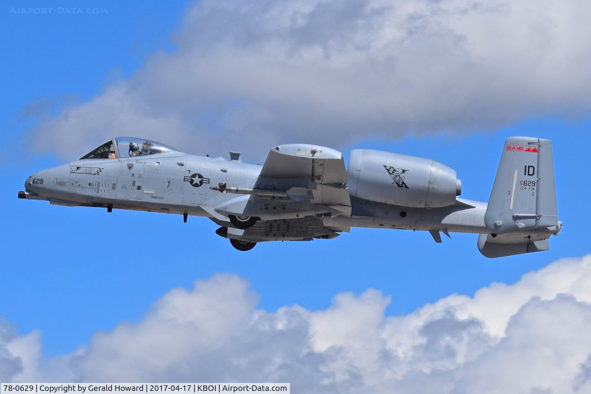78-0629, 1978 Fairchild Republic A-10C Thunderbolt II C/N A10-0249, Departing RWY 28L.  190th Fighter Sq., Idaho ANG.