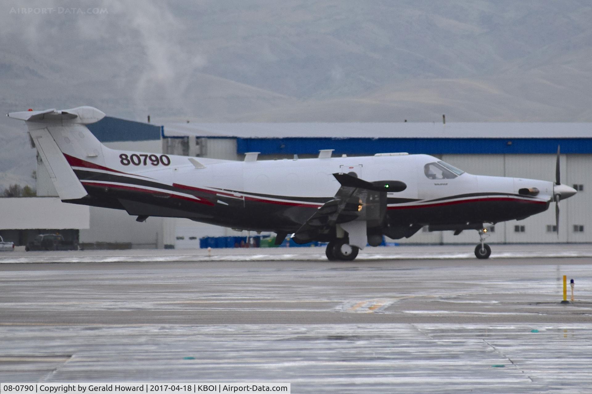 08-0790, 2008 Pilatus U-28A C/N 790, Starting take off roll on RWY 10R on a wet morning.