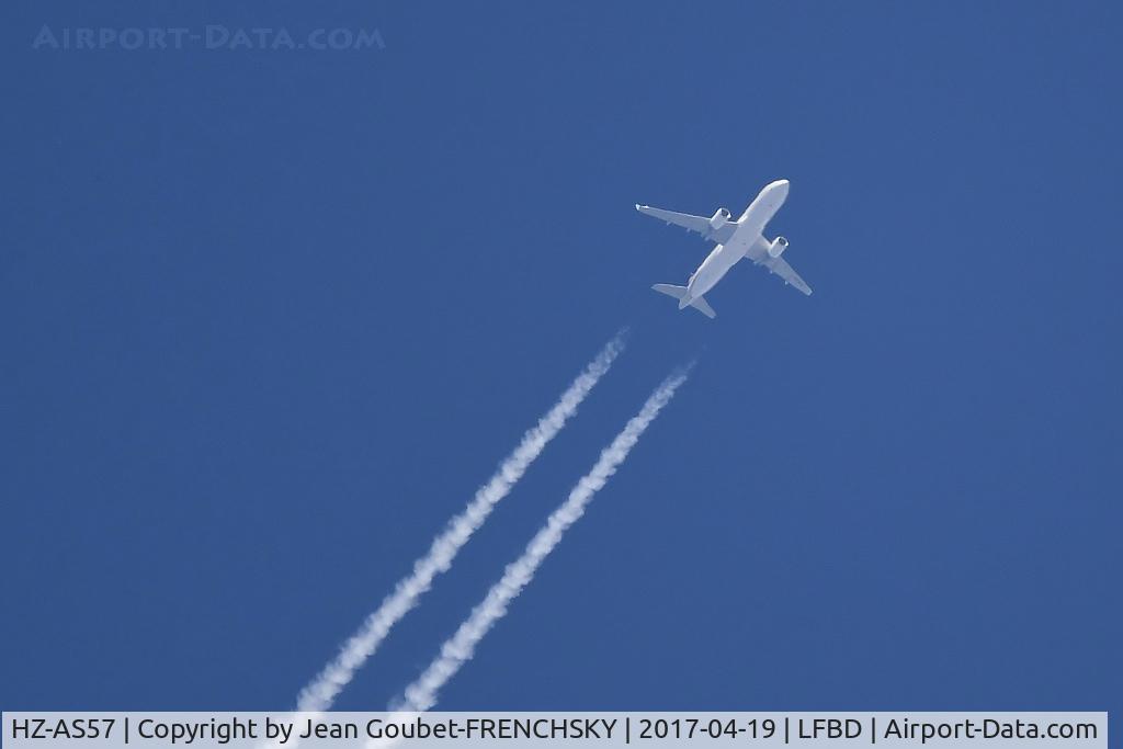 HZ-AS57, 2017 Airbus A320-214 C/N 7666, AIB01BO ( F-WWBO) flight test level 310, descent to Toulouse