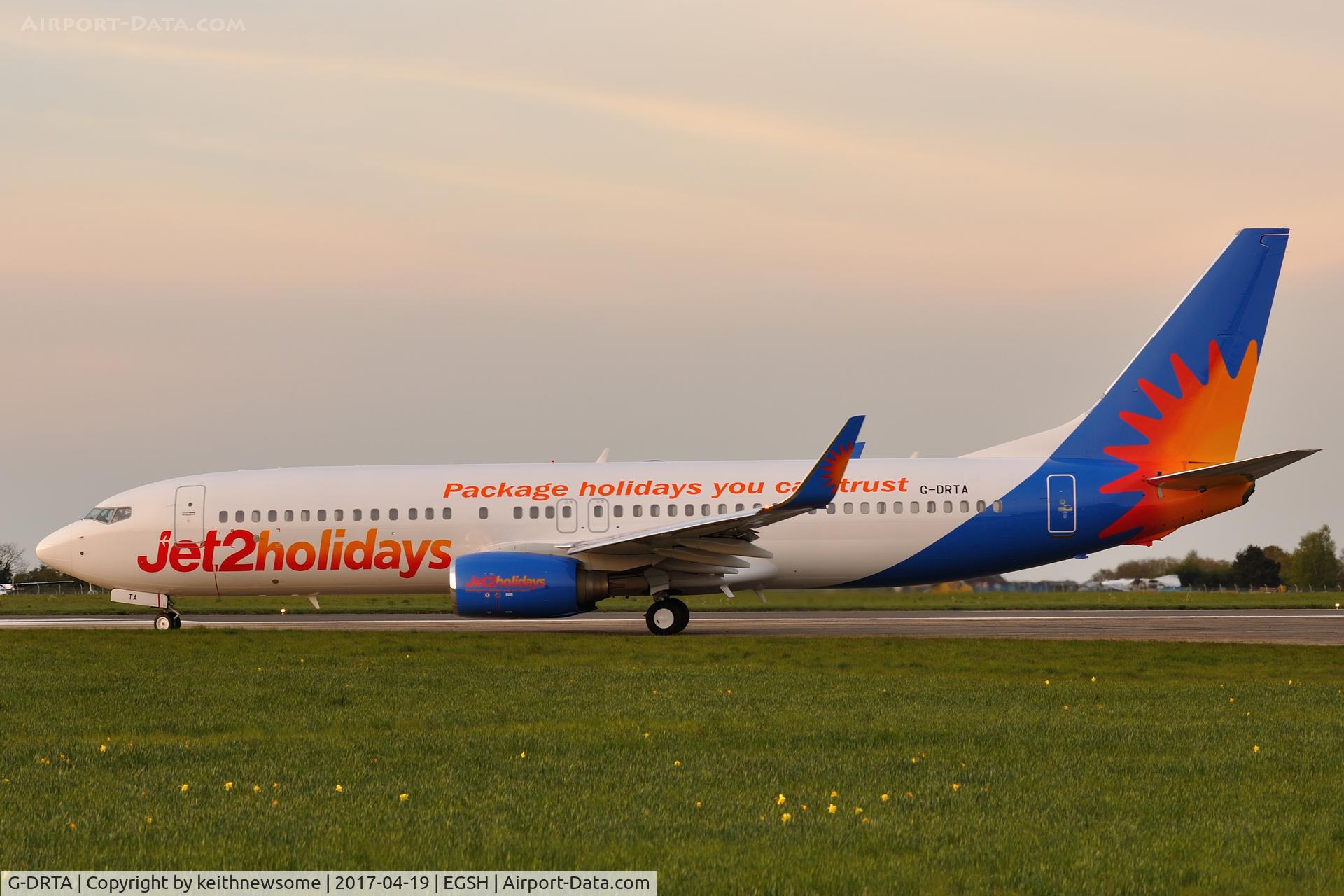 G-DRTA, 2004 Boeing 737-85P C/N 33972, Leaving Norwich for Leeds/Bradford.