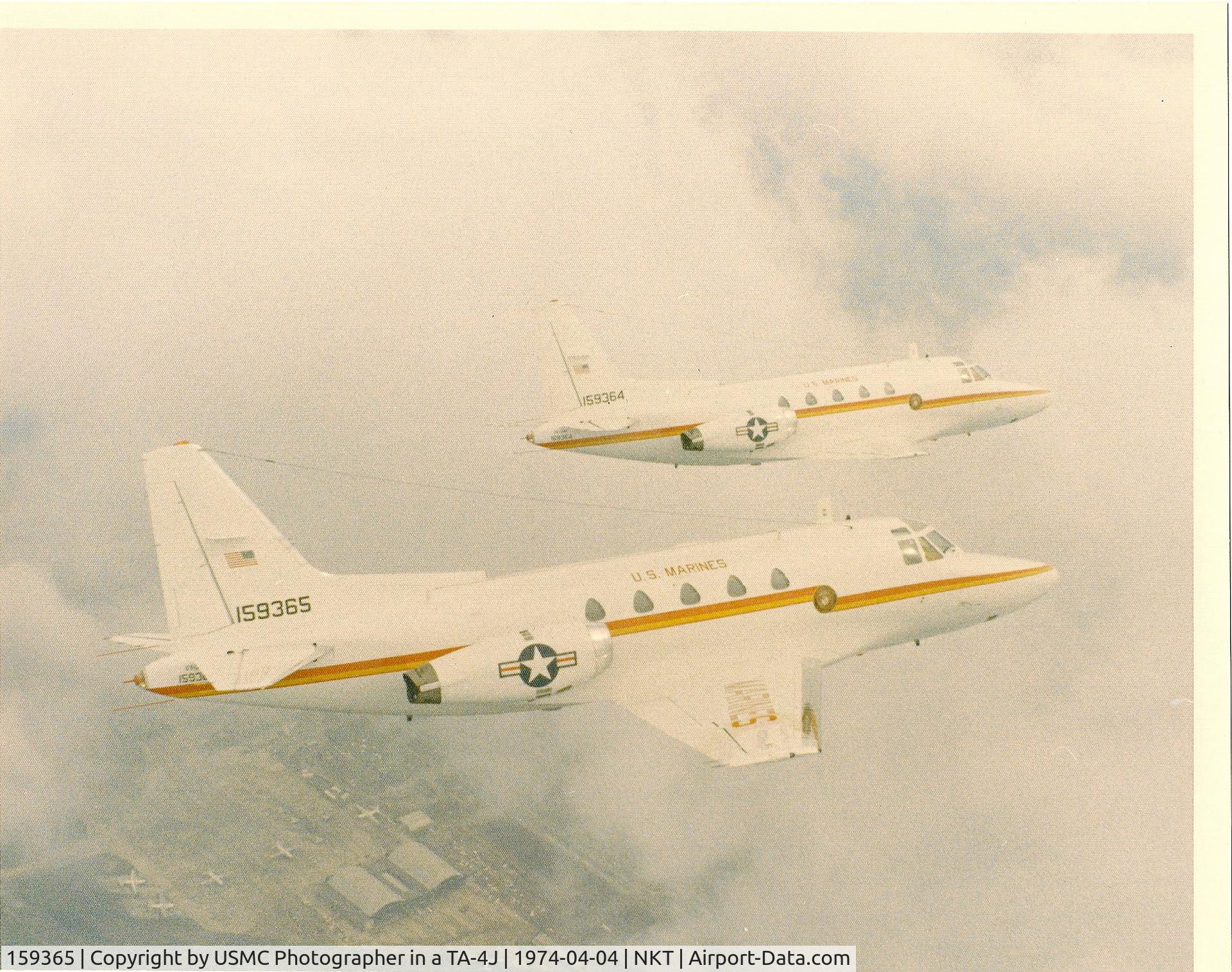 159365, North American Rockwell CT-39G Sabreliner C/N 306-70, Picked up new at Perryville plant in 1974. First assigned to and operated by SOES at MCAS Cherry Pt., NC. Charlie Robinson