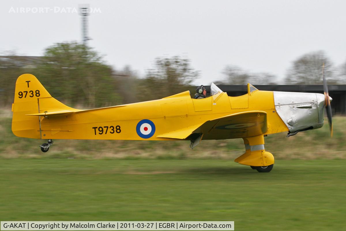 G-AKAT, 1940 Miles M14A Hawk Trainer 3 C/N 2005, Miles M14A Hawk Trainer 3 at Breighton Airfield's All Comers Spring Fly-In. March 27th 2011.