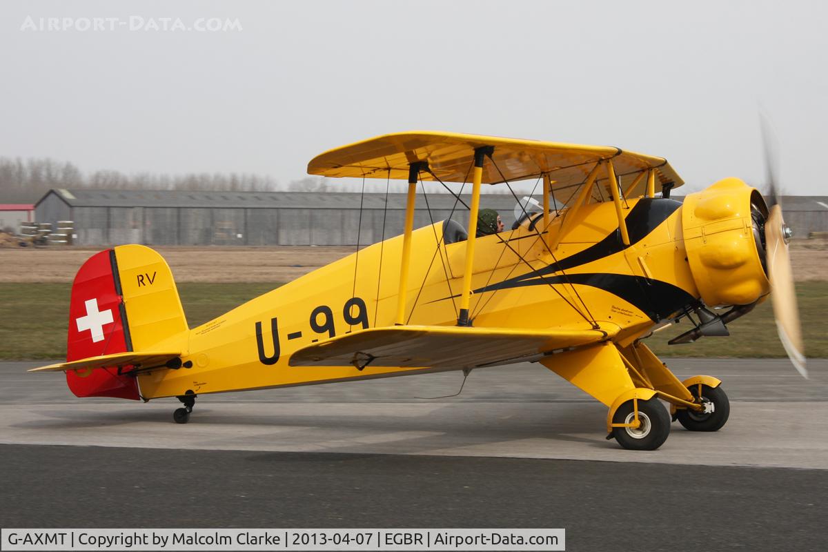 G-AXMT, 1938 Bucker Bu-133C Jungmeister C/N 46, Doflug Bu-133C Jungmeister at Breighton Airfield's Spring Fly-In. April 7th 2013