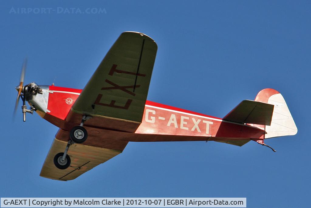 G-AEXT, 1937 Dart Kitten II C/N 123, Dart Kitten II at Breighton Airfield's Hibernation Fly-In. October 7th 2012.