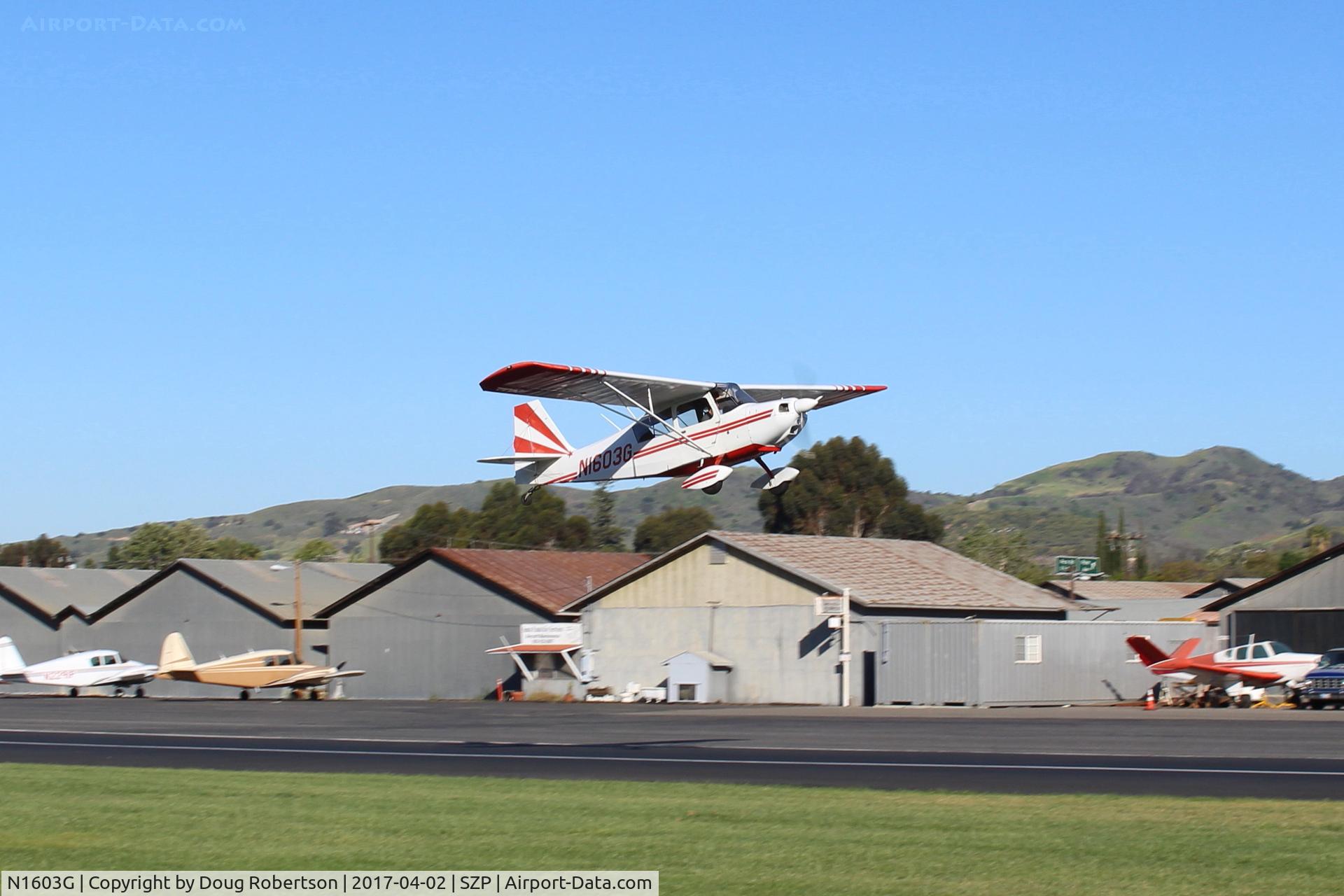 N1603G, 1968 Champion 7ECA Citabria C/N 609, 1968 Champion 7ECA CITABRIA, Lycoming O-235 115 Hp, takeoff climb Rwy 04