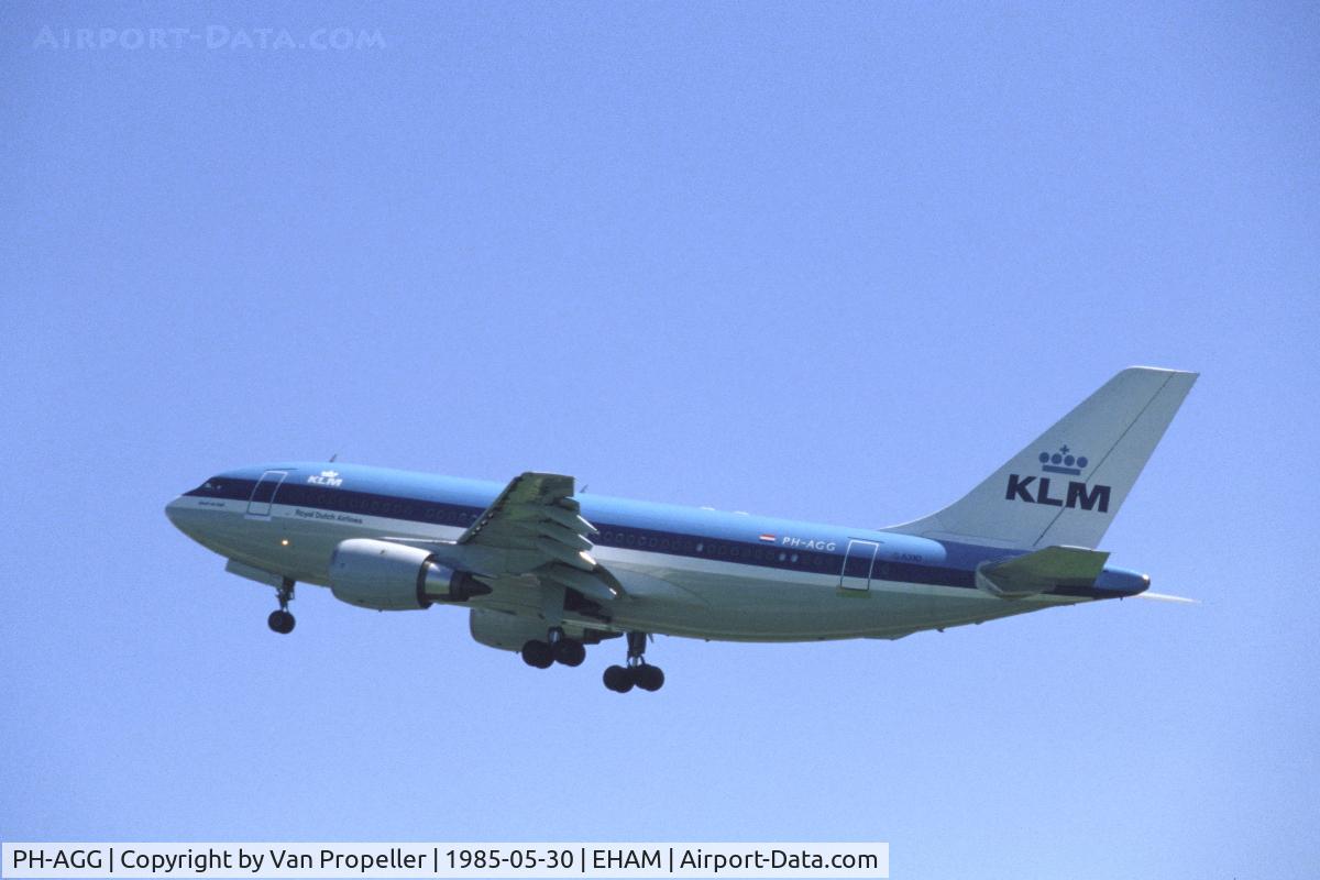 PH-AGG, 1985 Airbus A310-203 C/N 353, KLM Airbus A310-203 taking off from Schiphol airport, the Netherlands, 1985