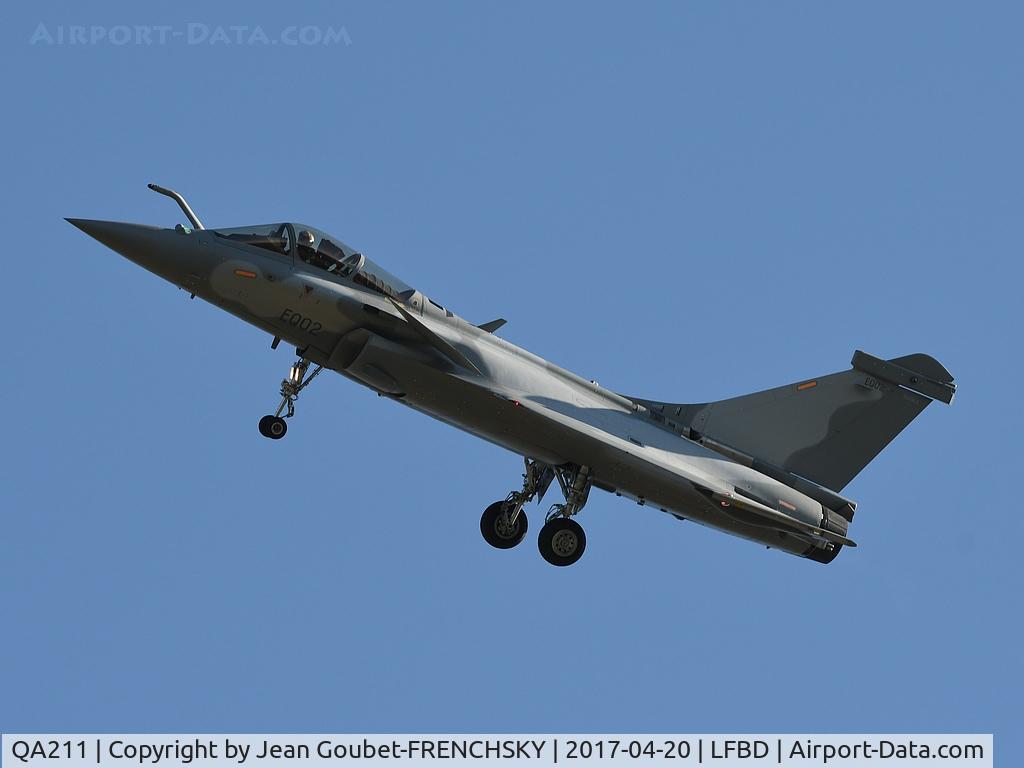 QA211, 2017 Dassault Rafale EQ C/N EQ02, QATAR AIR FORCE test flight landing runway 05