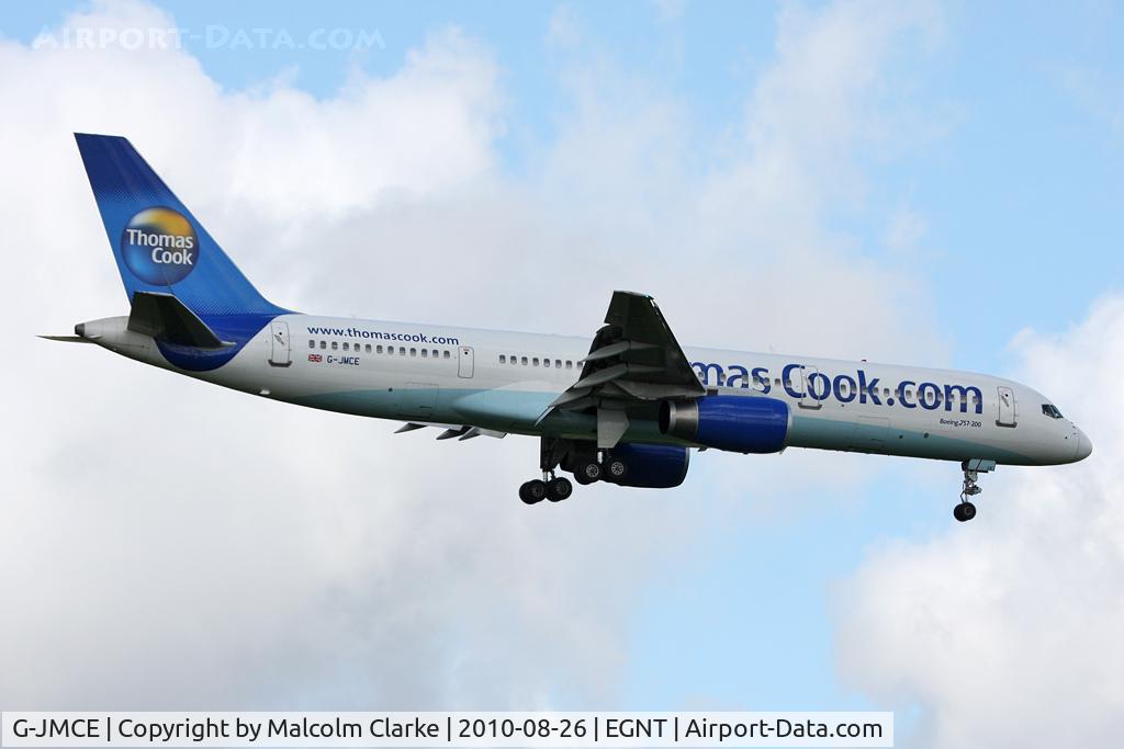 G-JMCE, 2000 Boeing 757-25F C/N 30758, Boeing 757-25F on approach to 07 at Newcastle Airport UK. August 26th 2010