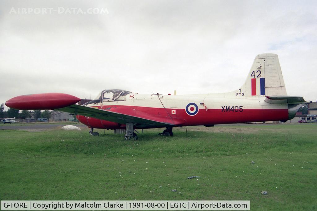 G-TORE, 1959 Hunting P-84 Jet Provost T.3A C/N PAC/W/9212, Hunting P-84 Jet Provost T.3A at Cranfield Airfield. August 1991.