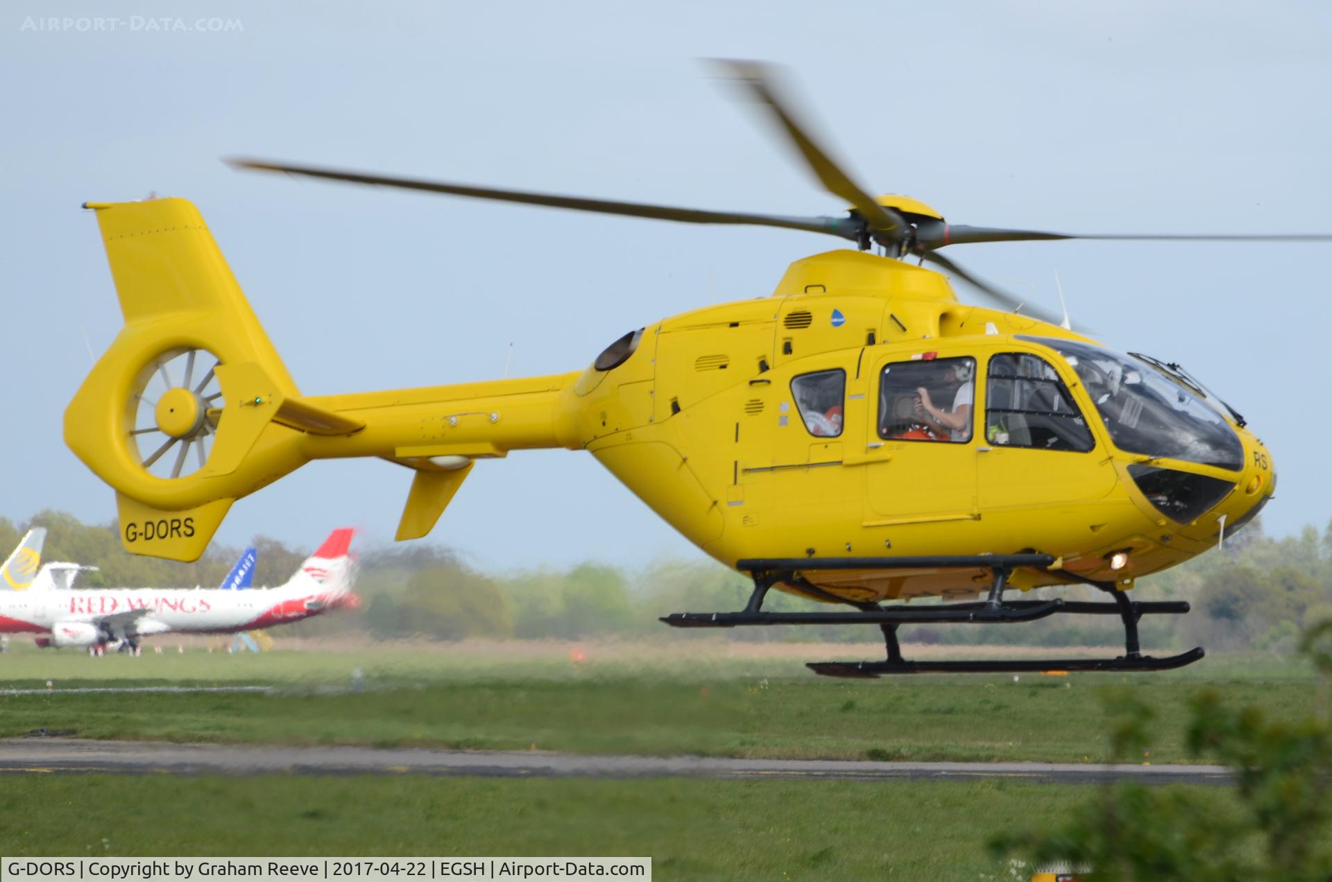 G-DORS, 2006 Eurocopter EC-135T-2+ C/N 0517, Landing at Norwich.