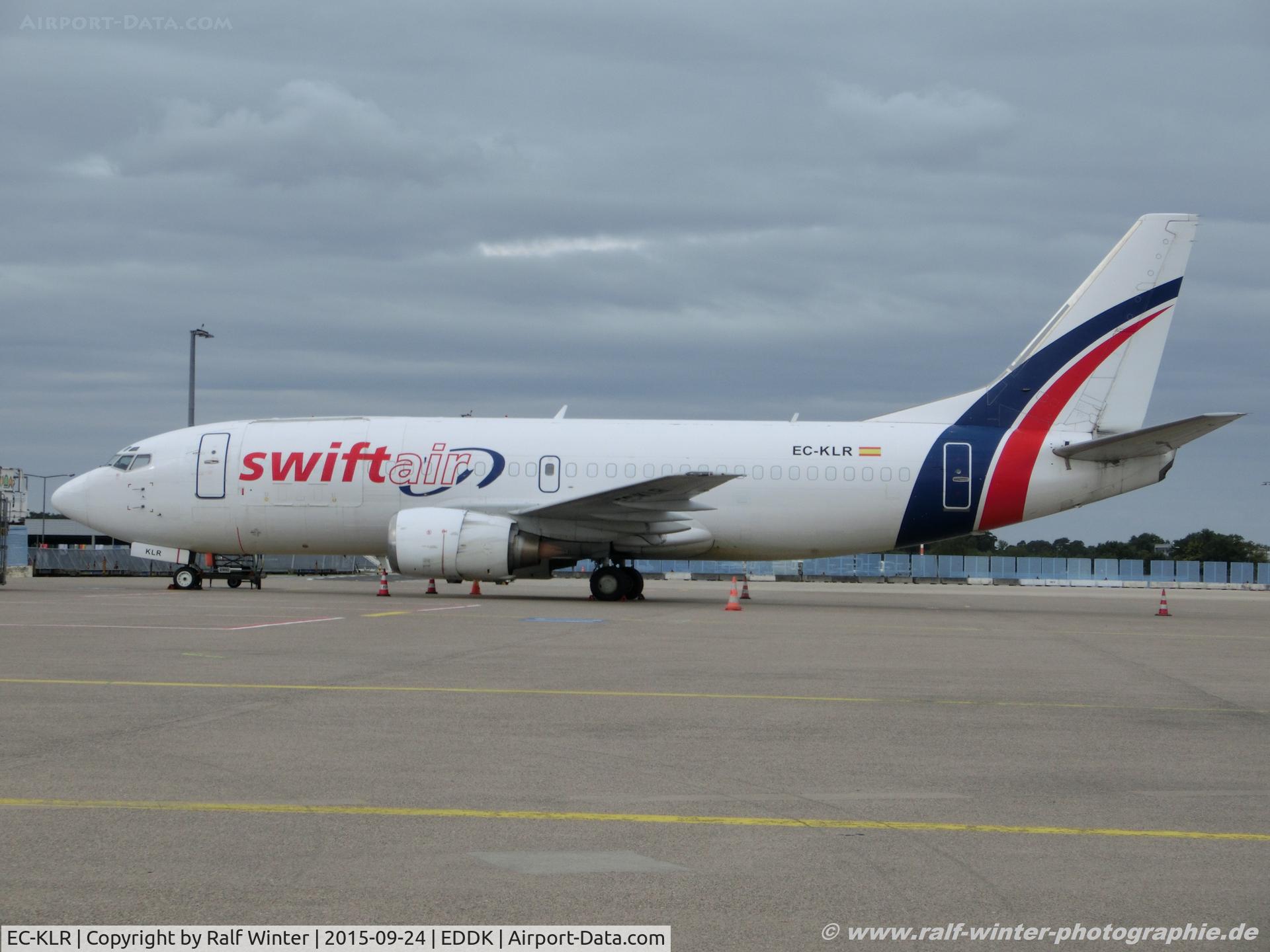 EC-KLR, 1987 Boeing 737-3Q8 C/N 23766, Boeing 737-3Q8F - W3 SWT Swiftair - 23766 - EC-KLR - 24.09.2015 - CGN