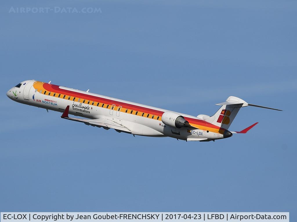 EC-LOX, 2011 Bombardier CRJ-1000ER NG (CL-600-2E25) C/N 19020, IB8555 to Madrid take off runway 05