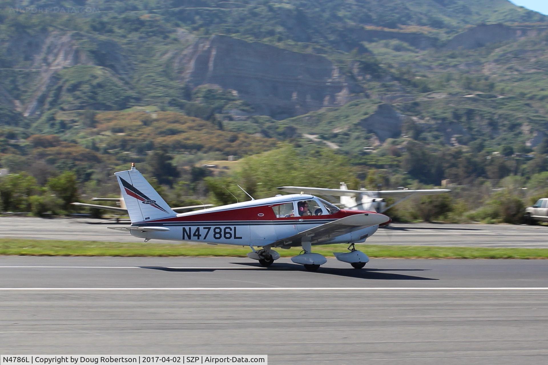 N4786L, 1967 Piper PA-28-180 Cherokee C/N 28-4122, 1967 Piper PA-28-180 CHEROKEE 180, Lycoming O&VO-360 180 Hp, landing roll Rwy 22