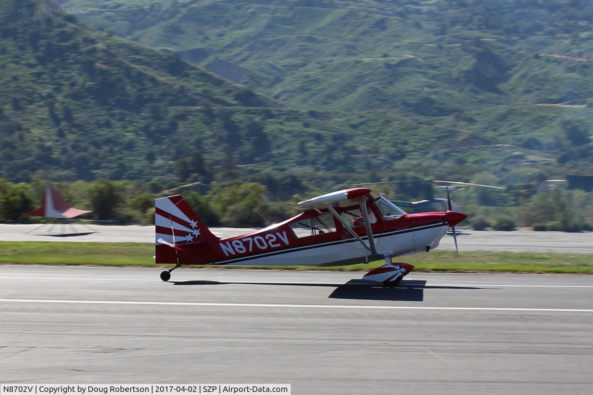 N8702V, 1975 Bellanca 8KCAB Decathlon C/N 189-75, 1975 Bellanca 8KCAB DECATHLON, Lycoming O-320 150 Hp, landing roll Rwy 22